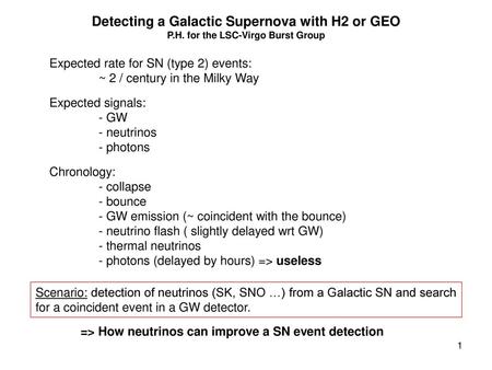 Detecting a Galactic Supernova with H2 or GEO