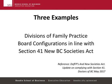 Three Examples Divisions of Family Practice