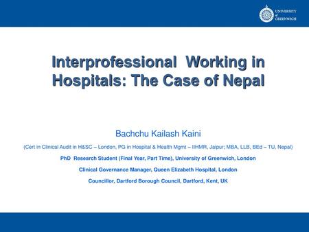 Interprofessional Working in Hospitals: The Case of Nepal