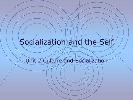 Socialization and the Self