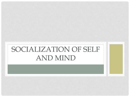 Socialization of Self and Mind