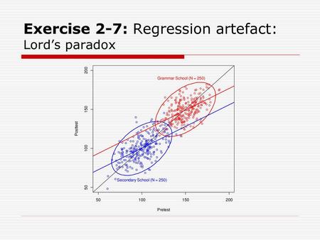 Exercise 2-7: Regression artefact: Lord’s paradox