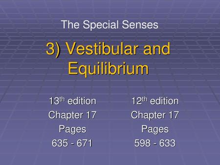 3) Vestibular and Equilibrium