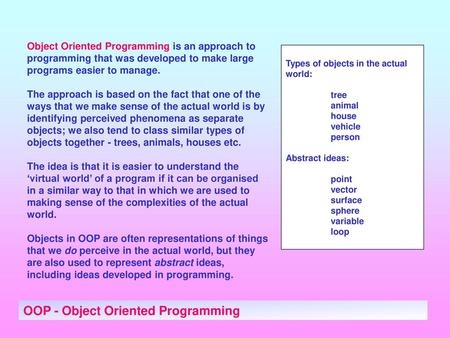 OOP - Object Oriented Programming