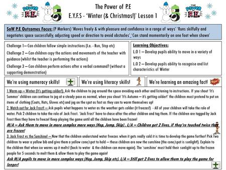 E.Y.F.S - ‘Winter (& Christmas!)’ Lesson 1