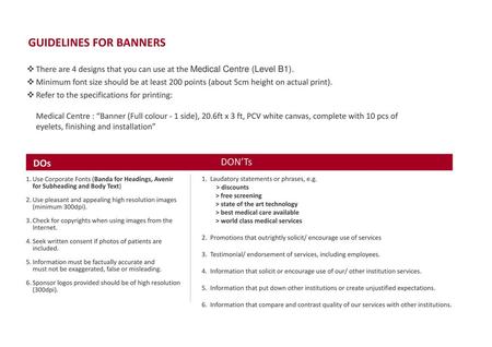 GUIDELINES FOR BANNERS