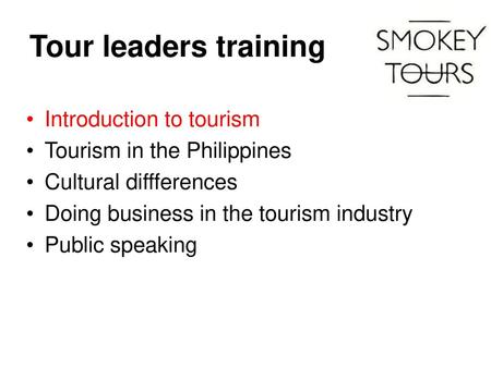 Tour leaders training Introduction to tourism