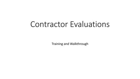 Contractor Evaluations