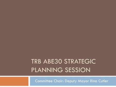 TRB ABE30 Strategic Planning Session