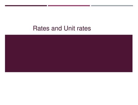 Rates and Unit rates.