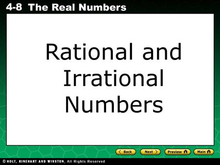 Rational and Irrational Numbers