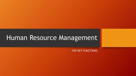 Human Resource Management