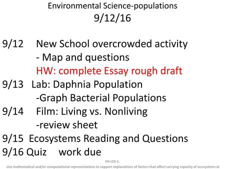 Environmental Science-populations 9/12/16