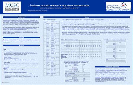 Predictors of study retention in drug abuse treatment trials