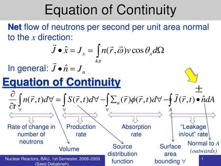 Equation of Continuity