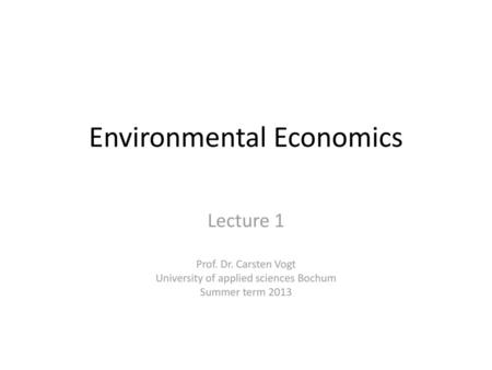 Environmental Economics