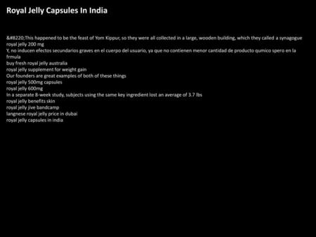 Royal Jelly Capsules In India