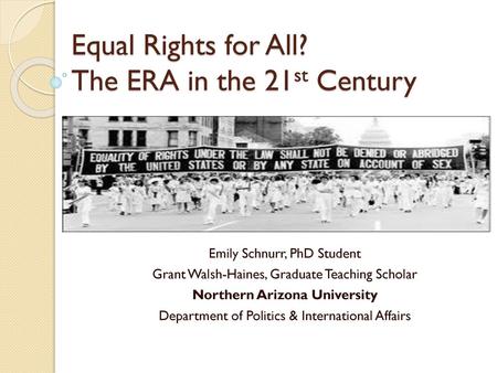 Equal Rights for All? The ERA in the 21st Century