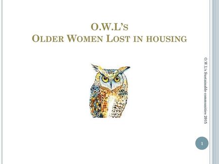 O.W.L’s Older Women Lost in housing