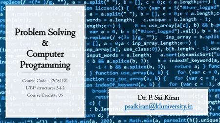 Problem Solving & Computer Programming