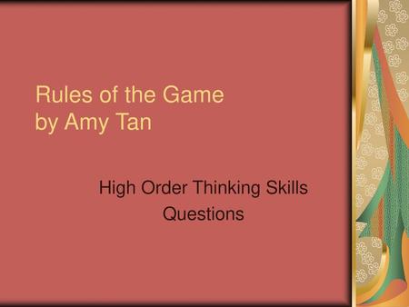 Rules of the Game by Amy Tan