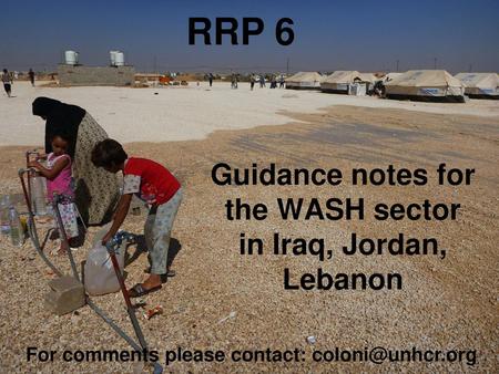 Guidance notes for the WASH sector in Iraq, Jordan, Lebanon