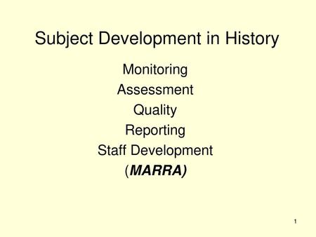 Subject Development in History