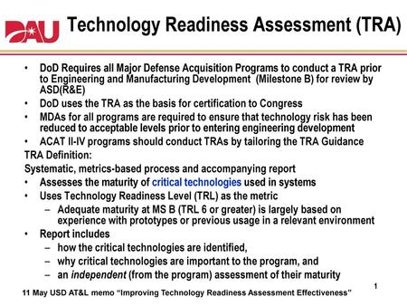 Technology Readiness Assessment (TRA)