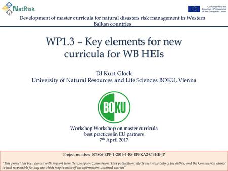 WP1.3 – Key elements for new curricula for WB HEIs