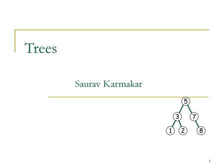 Trees Saurav Karmakar 5 3 7 1 2 8.