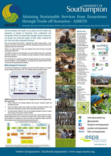 Attaining Sustainable Services from Ecosystems through Trade-off Scenarios - ASSETS Ecosystem Services for Poverty Alleviation (ESPA) funded multidisciplinary.