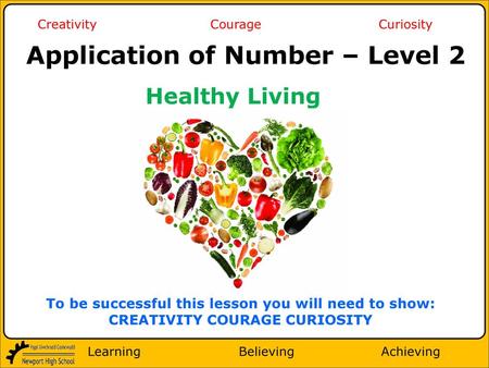 Application of Number – Level 2