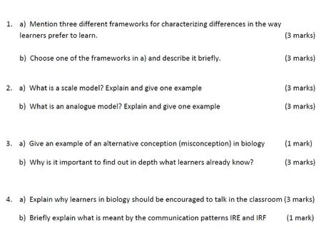 SBED 2056 Biology Teaching Methods