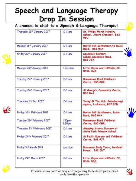 Thursday 12th January 2017 10-11am