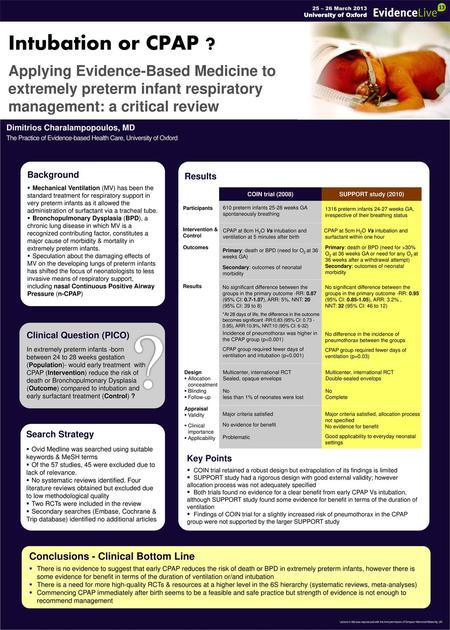 25 – 26 March 2013 University of Oxford Intubation or CPAP ?