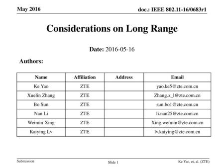 Considerations on Long Range