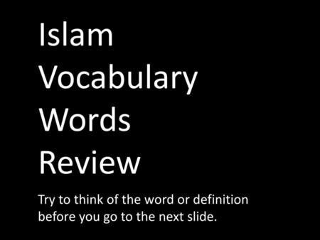 Islam Vocabulary Words Review