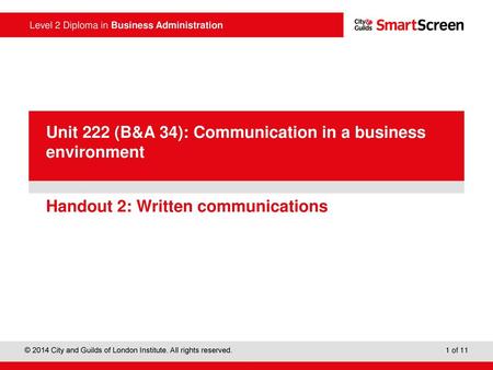 Handout 2: Written communications