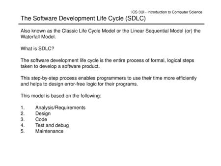 ICS 3UI - Introduction to Computer Science