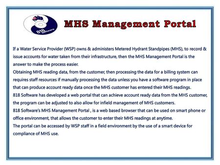 If a Water Service Provider (WSP) owns & administers Metered Hydrant Standpipes (MHS), to record & issue accounts for water taken from their infrastructure,