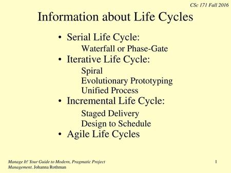 Information about Life Cycles