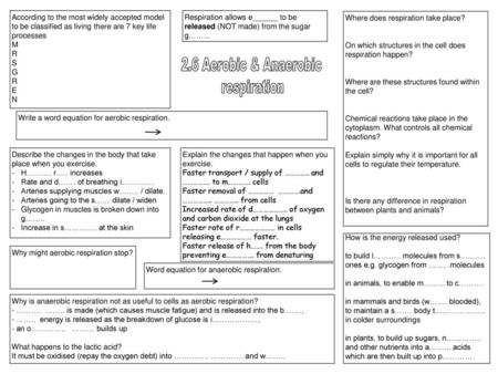 2.6 Aerobic & Anaerobic respiration