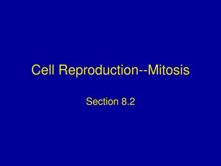 Cell Reproduction--Mitosis