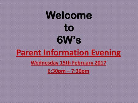 Parent Information Evening