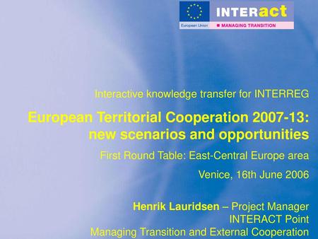 Interactive knowledge transfer for INTERREG