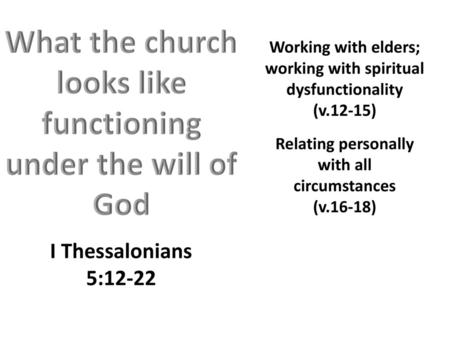 What the church looks like functioning under the will of God