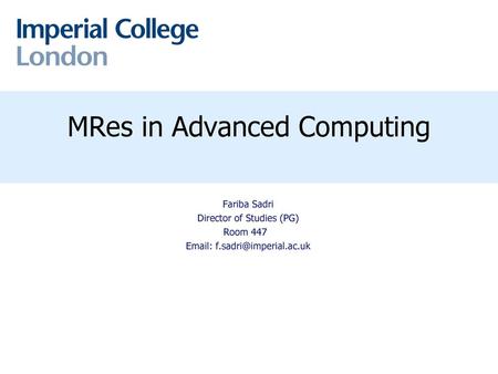 MRes in Advanced Computing