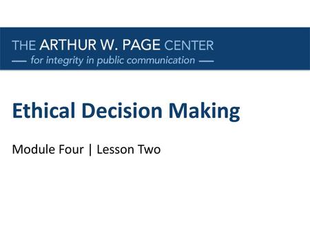 Ethical Decision Making