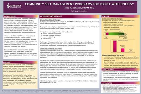 COMMUNITY SELF-MANAGEMENT PROGRAMS FOR PEOPLE WITH EPILEPSY