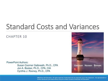 Standard Costs and Variances